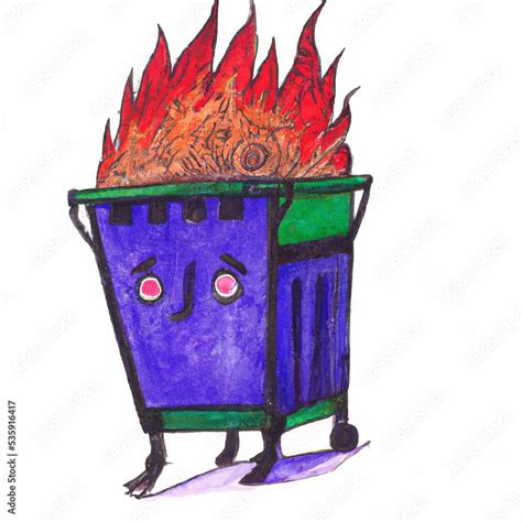 Adorable Dumpster Fire Has Nothing To Say Vintage Watercolor