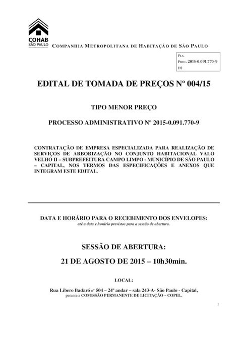 PDF EDITAL DE TOMADA DE PREÇOS Nº 004 15 COHAB SPcohab sp gov br