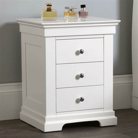 Jolie Oak White Painted 3-Drawer Bedside Cabinet - Buy it Now