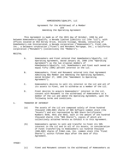 Llc Member Withdrawal Agreement Template Fill Out And Sign Online Dochub