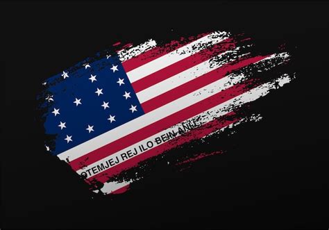 Bandeira de escova de mancha pintada à mão patriótica criativa abstrata do atol de bikini em