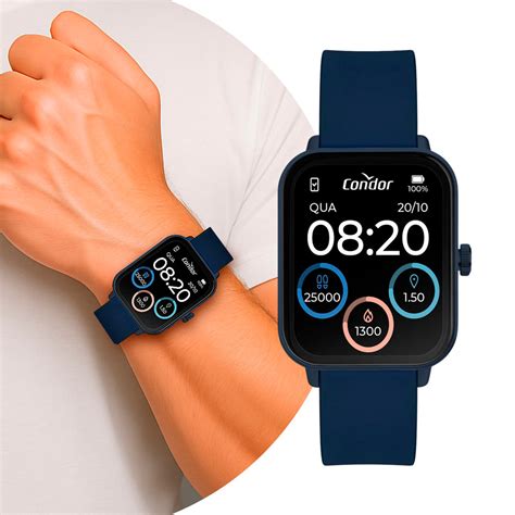 Relogio Inteligente Masculino - Smartwatch Relógio Inteligente Masculino Digital Azul com Pulseira de ...