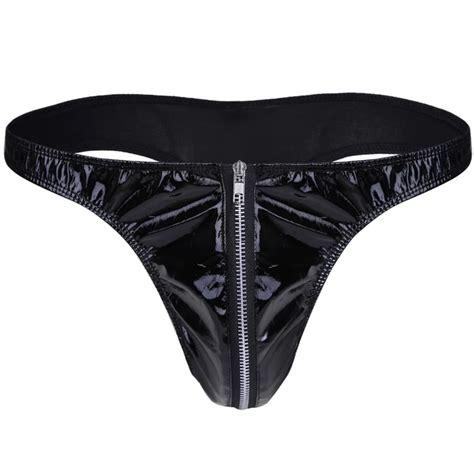 HERREN G STRING SEXY Lackleder Bikini Tanga Slips Männer Unterwäsche Unterhose EUR