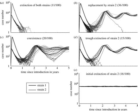 Series Of 100 Stochastic Simulations Grouped By Outcome See §2 In