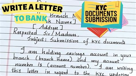 Write A Letter To Bank For Kyc Update Letter Writing Neat And