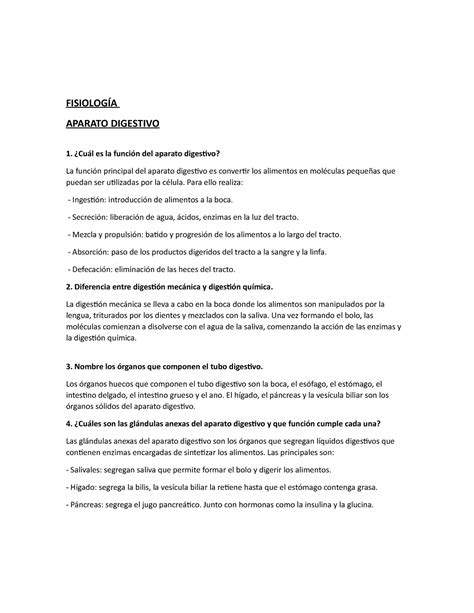 Fisiolog A Digestivo Trabajo Pr Ctico Preguntas Y Respuestas