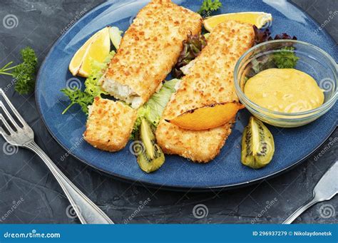 Baked Pollock Crusted Fish Fillets Stock Image - Image of breaded ...