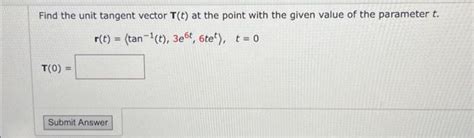 Solved Find The Unit Tangent Vector T T At The Point With Chegg