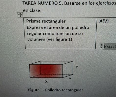 Prisma rectangular Expresa el área de un poliedro regular como función