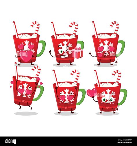 Hot Chocolate Cartoon Character With Love Cute Emoticon Vector Illustration Stock Vector Image