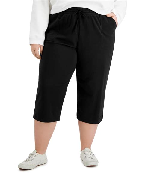 Karen Scott Plus Size French Terry Capri Pants Created For Macys In Deep Black Modesens