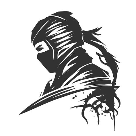 Una Ilustraci N En Blanco Y Negro De Un Ninja Con Una M Scara Negra En