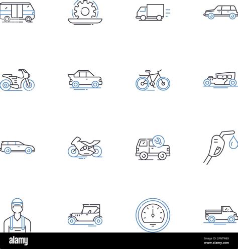 Passenger Transport Line Icons Collection Shuttle Bus Taxi Train Subway Tram Trolleybus