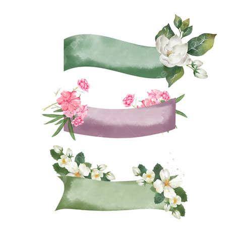 Banner Watercolor Wedding Flower Ribbon Decoration Creativity