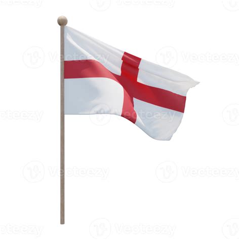 England 3d Illustration Flag On Pole Wood Flagpole 11286081 Png