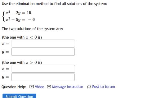 Solved Use The Elimination Method To Find All Solutions Of Chegg