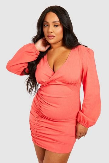 Plus Size Dresses With Ruching Boohoo Us