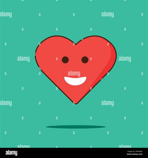 Heart Happy Red Line Big Smile Line Vector Character Good Health