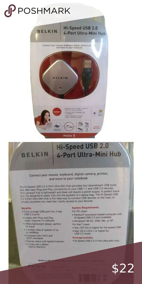 New Belkin F U Hi Speed Usb Port Ultra Mini Hub New Multi