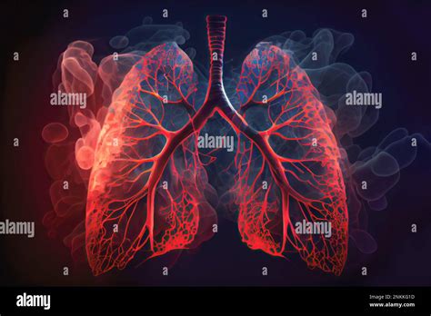 Los Pulmones Humanos Son Rojos Sobre Un Fondo Negro Enfermedades