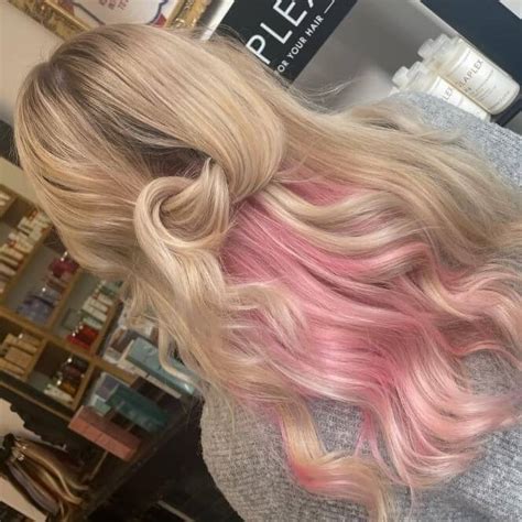 Brown Hair With Pastel Pink Highlights