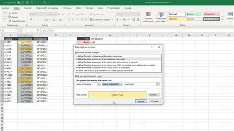 Cómo resaltar fechas de vencimiento en Excel YouTube