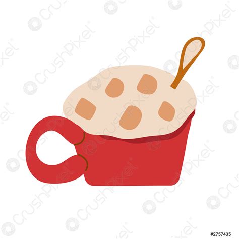 Red Cup With Hot Chocolate And Marshmallows Vector Illustration In Stock Vector Crushpixel