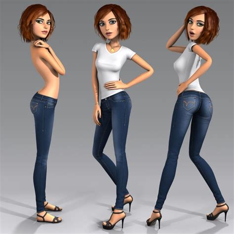 3d Model Cartoon Character Young Woman Female Character Design Girls Characters Girl Cartoon