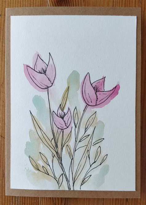 Original Hand Painted Watercolor Note Cards Set Of 4 Etsy