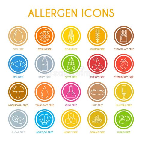 Set Of Allergen Icons Stock Illustration Illustration Of Fungus 69910372