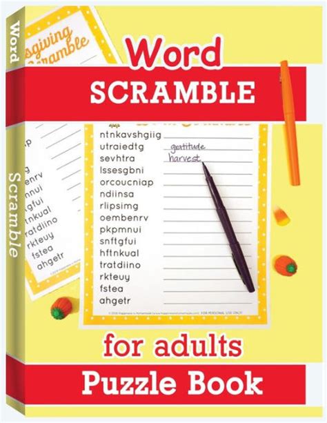 Word Scramble Puzzle Book For Adults Large Print Word Puzzles For