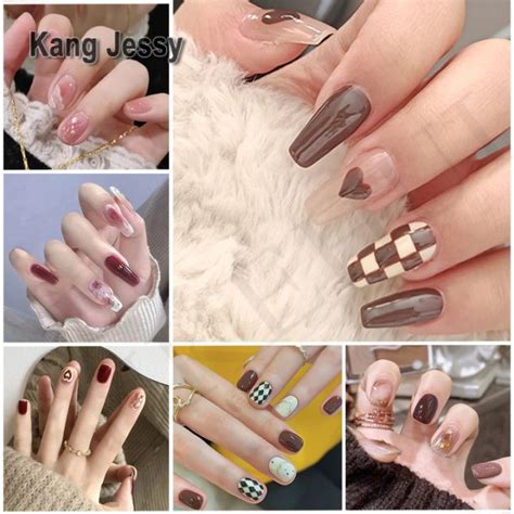 Kang Jessy Trend Yukehui Pcs Fake Nails Set With Glue Long