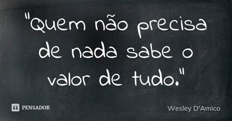 “quem Não Precisa De Nada Sabe O Wesley Damico Pensador