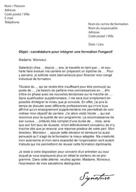 Lettre De Motivation Formation Fongecif Mod Le De Lettre