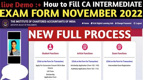 How To Fill Ca Intermediate Exam Form November 2022 Step By Step