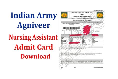 Indian Army Agniveer Nursing Assistant Admit Card 2022 Army Nursing