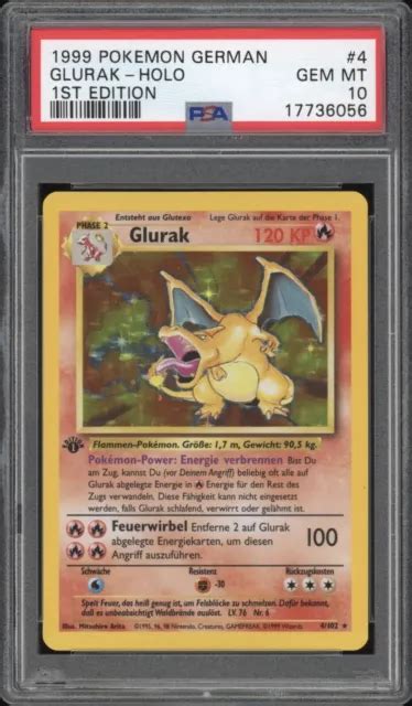 Pokemon German St Edition Base Set Glurak Charizard Holo