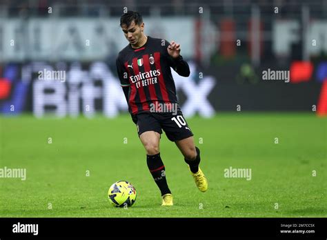 Milano, Italy. 08th Jan, 2023. Brahim Diaz of Ac Milan controls the ...