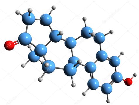 Imagen 3D de la fórmula esquelética de Estrone estructura química