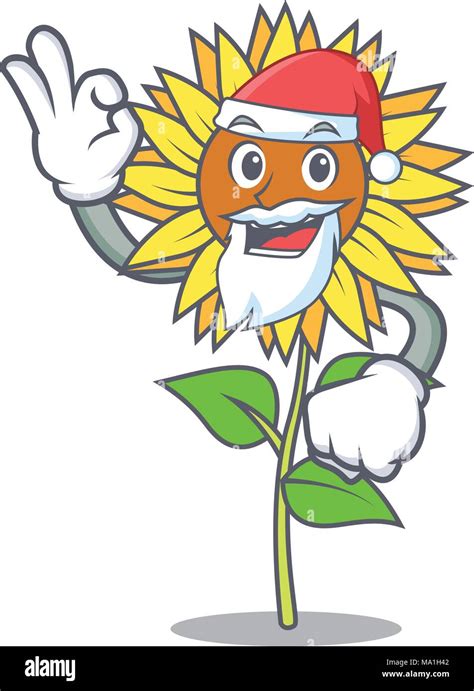 Santa Girasol Mascota Estilo De Dibujos Animados Imagen Vector De Stock