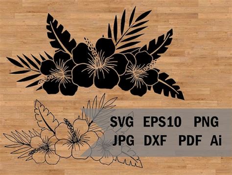 Tropical Flowers Svg Template Stencil Hibiscus Flower Svg Etsy