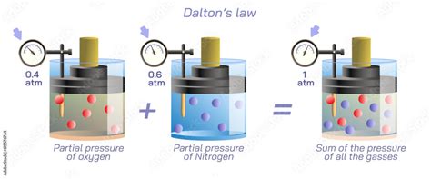 Dalton S Law Of Partial Pressures Vector Illustration Mixture Of Non