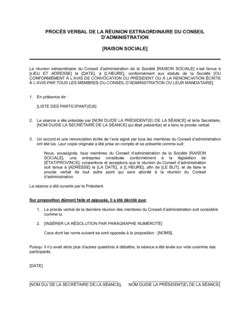 Proc S Verbal D Une R Union Formelle Mod Les Exemples Pdf Biztree