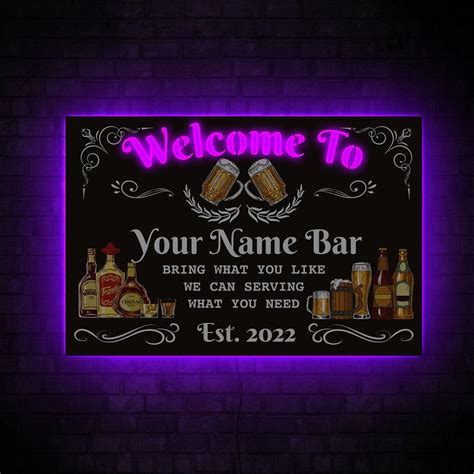 Personalized Basement Bar Signs, Custom Home Bar Neon Sign, Basement ...