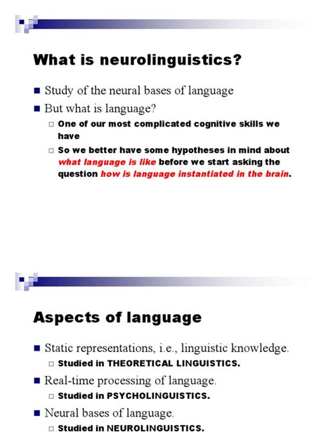What Is Neurolinguistics?: Study of The Neural Bases of Language But ...