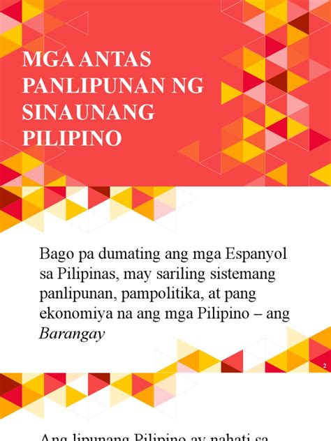 Mga Antas Panlipunan Ng Sinaunang Pilipino Pdf