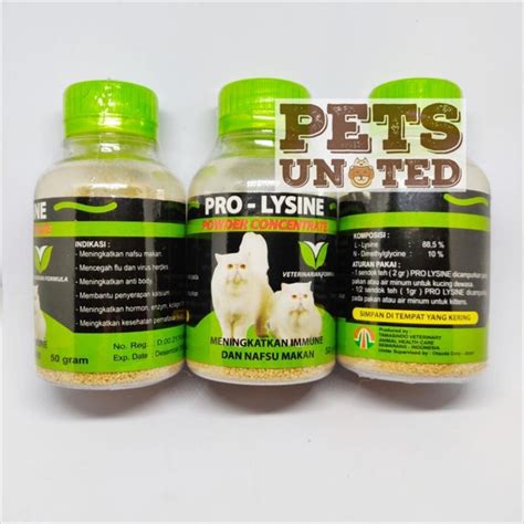 Jual Pro Lysine 50 Gr Vitamin Kucing Untuk Imunitas Dan Nafsu Makan