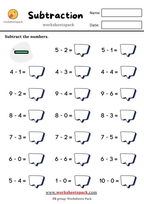 Subtraction Within 10 Worksheetspack Worksheets Library