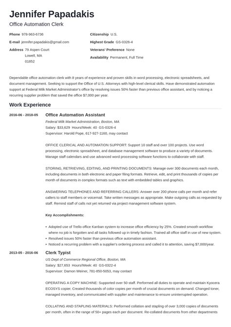 Federal Resume Templates Example What To Include