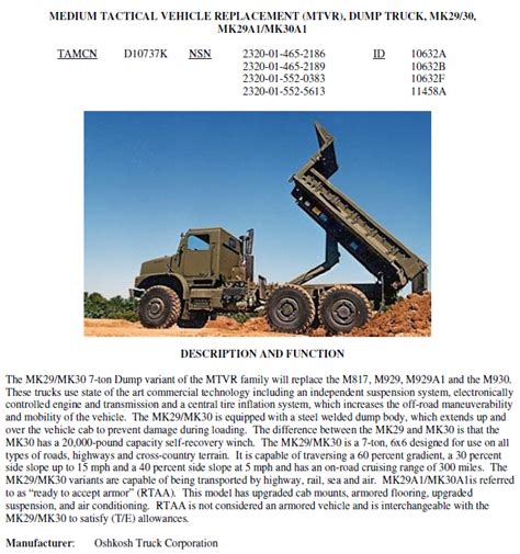 USMC Motor Transport Equipment Technical Specifications | Public ...